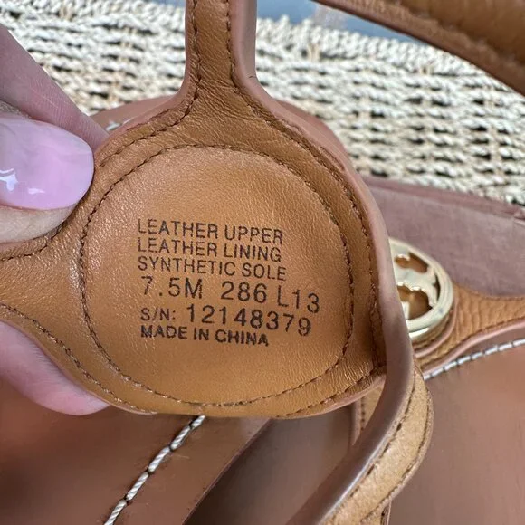 Tory Burch Leticia Ankle Strap Logo Thong Sandal Tan Sz 7.5 - Picture 8 of 15